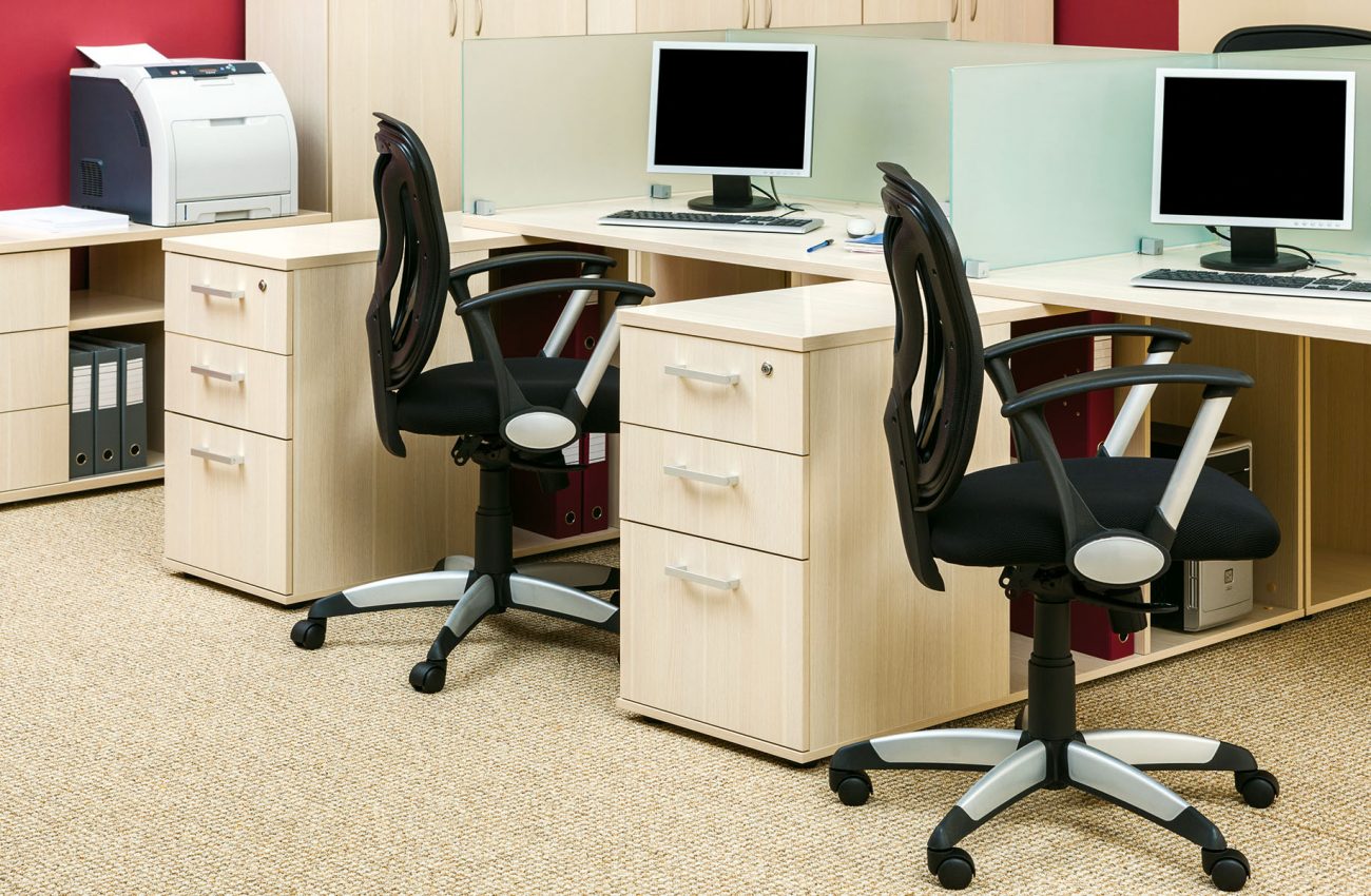 office workstations with computers