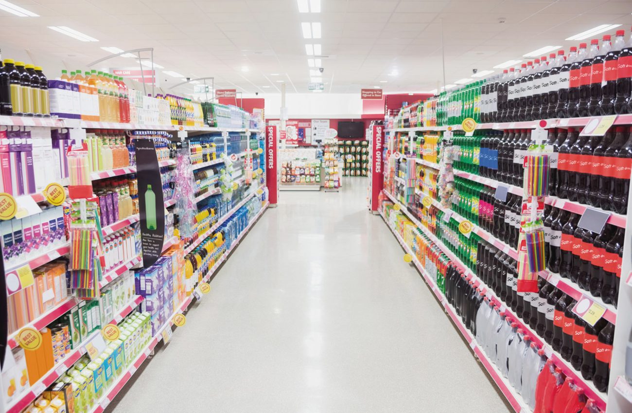 Facing view of an aisle